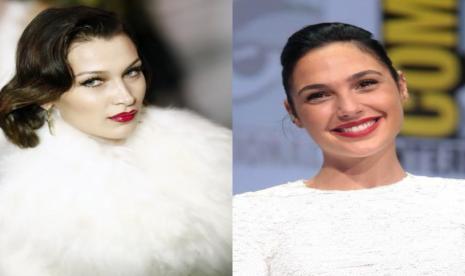 Bella Hadid (kiri) dan Gal Gadot (kanan). Hadid lantang membela Palestina, sementara Gal Gadot berada di pihak Pemerintah Israel.