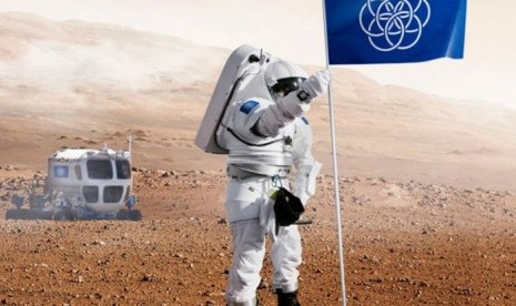 Bendera bumi ini rencananya akan dikibarkan jika misi eksplorasi planet Mars berhasil.