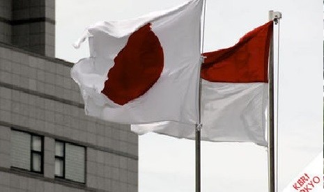 Bendera Indonesia dan Jepang. Ilustrasi