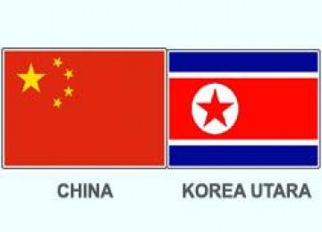 Bendera China dan Korea Utara