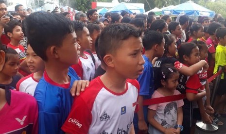 Berbagai ekspresi peserta Audisi Umum PB Djarum saat pengumuman lolos atau tidak ke tahap selanjutnya di GOR Djarum, Kudus, Jawa Tengah, Kamis (21/11). 