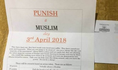 Beredar surat kaleng berisi tentang 3 April sebagai Hari Menghukum Muslim di Inggris.