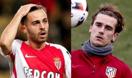 Bernardo Silva (kiri) dan Antoine Griezmann.