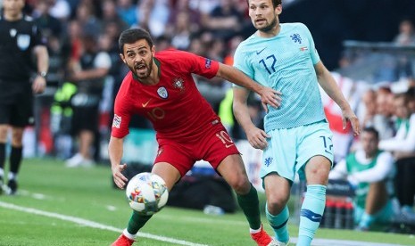 Bernardo Silva saat melawan Belanda di di Stadion Dragao, Porto, Portugal, Senin (10/9) dini hari WIB.