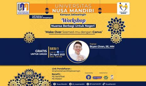 Berubah menjadi Universitas, kampus Universitas Nusa Mandiri (UNM) terus menebar bakti untuk kemajuan negeri. Sikap kepedulian Universitas Nusa Mandiri ini tertuang pada acara workshop dengan tajuk 