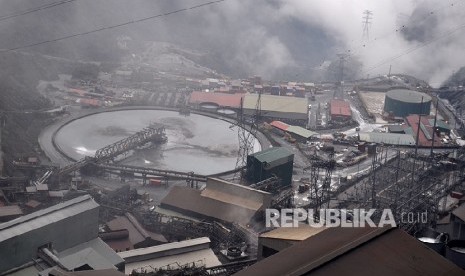 PT Freeport Indonesia's open pit in Grasberg, Tembagapura, Timika, Papua.