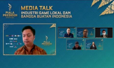 Bincang virtual saat memperkenalkan Battle of Satria Dewa sebagai gim resmi Piala Presiden Esports 2021.