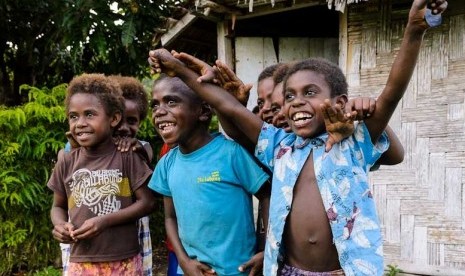 Bocah-bocah di Pulau Malekula, Vanuatu.