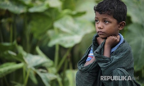 Bocah Rohingya di pengungsian Rohingya di Ukhiya, Cox Bazaar, Bangladesh