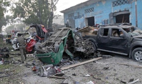 Bom mobil yang meledak di Hotel Nasahablod Two, Mogadishu, Somalia, Sabtu (28/10).