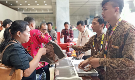 Booth Media Indonesia di Pelantikan Presiden dan Wakil Presiden di Gedung MPR Jakarta.