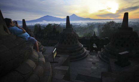 Borobudur temple, one of the main and popular Indonesia's tourism destination.