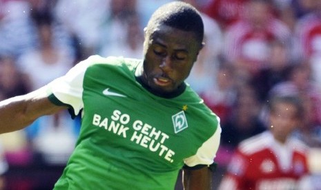 Striker Madura United, Boubacar Sanogo saat masih berkostum Werder Bremen.