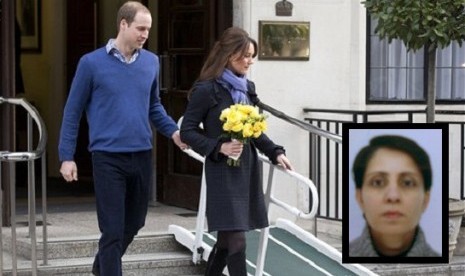 Britain's Prince William stand next to his wife Kate, Duchess of Cambridge as she leaves the King Edward VII hospital in central London on December 6, 2012. (Insert photo: Jacintha Saldanha) 