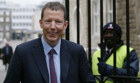 British-born financier Nat Rothschild leaves after a Bumi shareholder meeting in London February 21, 2013. Bumi Plc's chief executive Nick von Schirnding said at a speech at the coal miner's general meeting that the board was committed to stop shareholder 