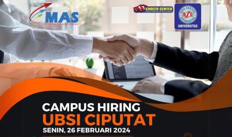 BSI Career Center (BCC) sebagai lembaga karier Kampus Digital Kreatif Universitas BSI (Bina Sarana Informatika) selalu siap menjembatani pencari kerja dan perusahaan dengan membuka info lowongan kerja. Kali ini, BCC akan menggelar acara campus recruitment dari PT Mitra Andalan Service yang membuka beberapa posisi lowongan kerja. 