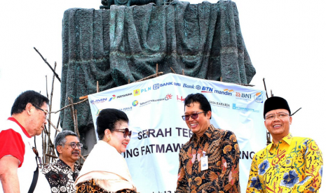 BTN menggelar acara serah terima Monumen Patung Fatmawati di Bengkulu, Selasa (12/11).