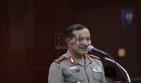 Buka Bersama Jurnalis. Kapolri Jenderal Polisi Badrodin Haiti menyapa jurnalis saat buka puasa bersama jurnalis di Mabes Polri, Jakarta, Jumat (10/7). 