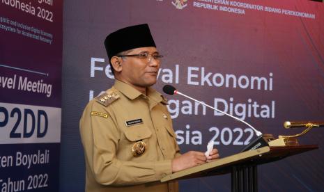 Bupati Boyolali M Said Hidayat saat membuka acara high level meeting di Boyolali. 