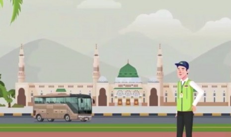 Bus dan petugas Haji Indonesia (Ilustrasi)