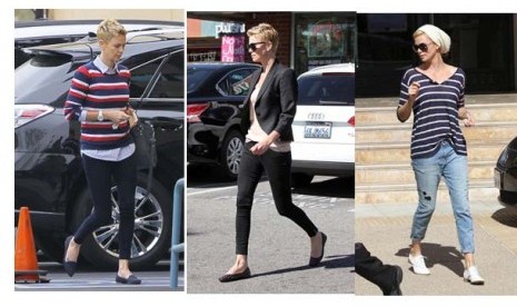 Busana denim Charlize Theron