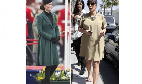 Busana hamil Kim Kardashian vs Kate Middleton