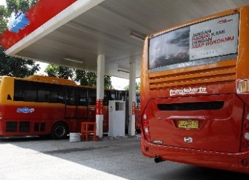 Busway di Stasiun Pengisian Bahan Bakar Gas/Ilustrasi