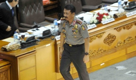 Calon Kapolri Komjen Budi Gunawan saat menghadiri Sidang Paripurna DPR di Senayan, Jakarta, Kamis (15/1).