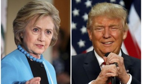 Calon presiden AS Hillary Clinton dan Donald Trump.