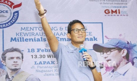 Vice presidential candidate number 02 Sandiaga Salahudin Uno 