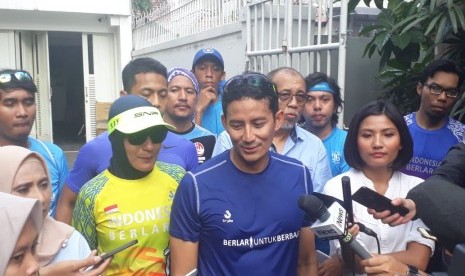 Calon wakil presiden (cawapres) nomor urut 02 Sandiaga Salahuddin Uno