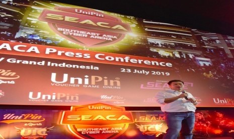 CEO Unipin Ashadi Ang dalam konferensi pers gelaran SEACA 2019