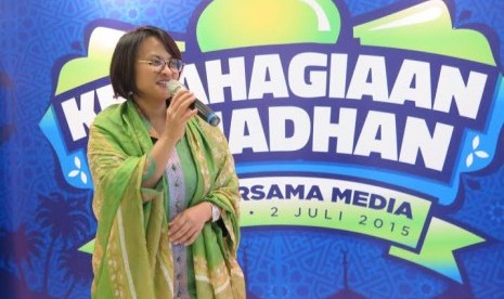  CEO XL Dian Siswarini dalam acara Buka Bersama Media di Jakarta. Kamis (2/7).