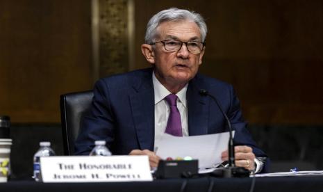 Chairman Bank Sentral AS, Federal Reserve, Jerome Powell. Bank sentral AS Federal Reserve (Fed) menaikkan target suku bunga acuannya sebesar seperempat persentase poin pada Rabu (1/2/2023).