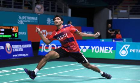 Chico Aura Dwi Wardoyo saat beraksi di Malaysia Open 2023.