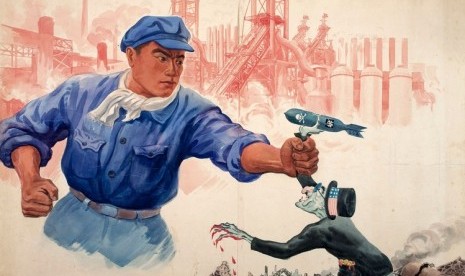 China vs West propaganda campaign poster (illustration) 