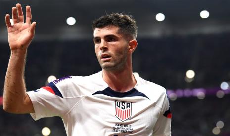  Christian Pulisic dari AS selama pertandingan sepak bola grup B Piala Dunia FIFA 2022 antara AS dan Wales di Stadion Ahmad bin Ali di Doha, Qatar, 21 November 2022. 