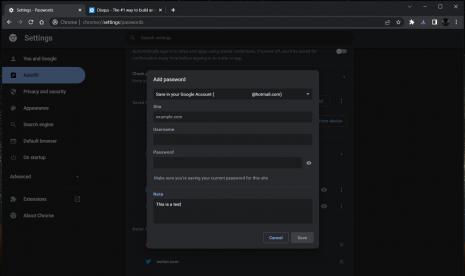Chrome Canary sekarang memungkinkan Anda untuk menambahkan catatan untuk menyimpan kata sandi. 