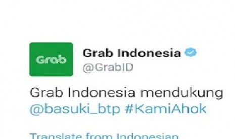 Cicitan Grab soal dukungan ke Ahok. 