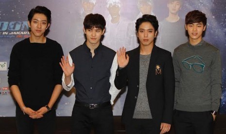 CNBlue saat menggelar press conference di Jakarta 