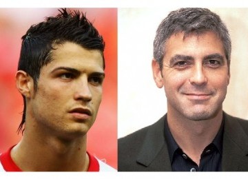 Cristiano Ronaldo (kiri), George Clooney (kanan)