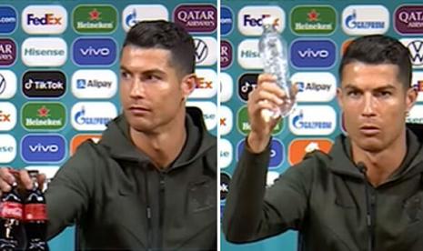 Cristiano Ronaldo menepis botol Coca Cola