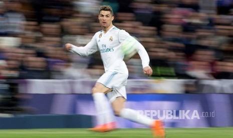 Cristiano Ronaldo pada pertandingan La Liga menjamu tim Girona di Santiago Bernabeu.