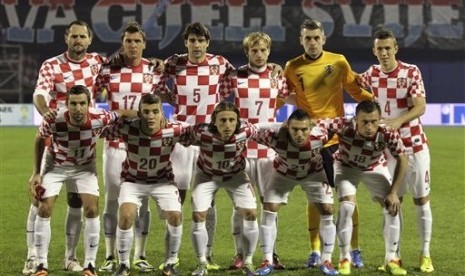 Croatia soccer team poses prior to the start the World Cup qualifying soccer match in 2013. (File photo)