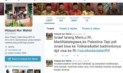 Cuitan Hidayat Nur Wahid kritik pemberian izin atlet Israel masuk Indonesia