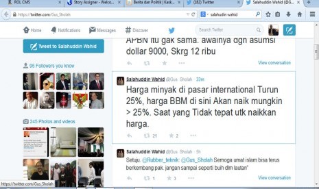 Cuitan Salahuddin Wahid di media twitter