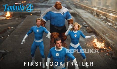 Cuplikan trailer The Fantastic Four: First Steps. Marvel membantah poster film ini dibuat memggunakan AI.