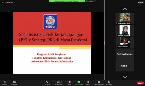 Dalam mempersiapkan mahasiswa/i menghadapi program magang di masa pandemi ini, program Studi Penyiaran, Fakultas Komunikasi dan Bahasa, Universitas BSI (Informatika Bina Sarana) mengadakan kegiatan Sosialisasi magang atau Praktik Kerja Lapangan (PKL), Sabtu (31/07) silam.