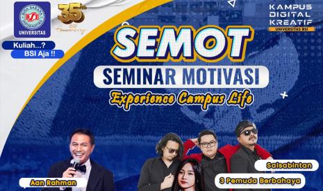 Dalam menyambut ribuan mahasiswa baru (maba), Universitas BSI (Bina Sarana Informatika) akan mengadakan SEMOT (Seminar Motivasi) yang akan berlangsung di BSI Convention Center (BSI Convex).