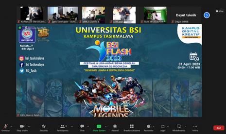 Dalam rangka memeriahkan HUT BSI yang ke-35, Kampus Digital Kreatif Universitas BSI (Bina Sarana Informatika) kampus Tasikmalaya, sukses menyelenggarakan kegiatan bertajuk BSI Flash (Festival & Liga Antar Siswa Sekolah). BSI Flash kompetisi antar siswa sekolah SMA/SMK/MA se-Indonesia dengan berbagai jenis perlombaan, salah satunya lomba e-sport Mobile Legends.